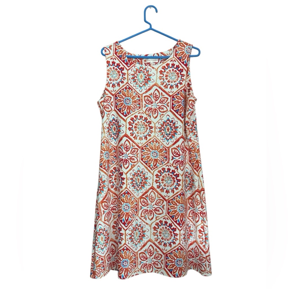 Jude Connally Strecth Sleeveless Geometric Print Casual Shift Dress Size XL
